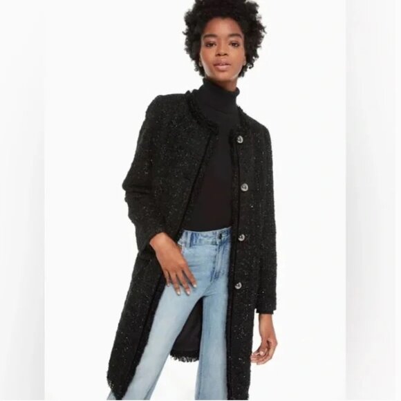 🎁 NWT Kate Spade New York Dashing Beauty Sparkle Tweed Coat - Picture 2 of 16